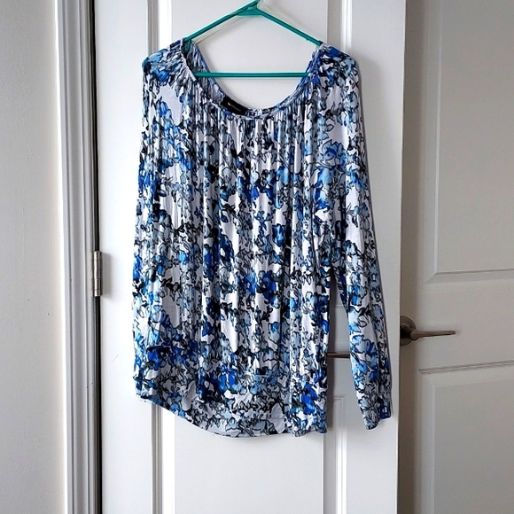 AB Studio long sleeve top blue grey black white xl - Picture 1 of 12